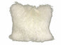 24" Creamy Genuine Tibetan Lamb Fur Pillow With Microsuede Backing