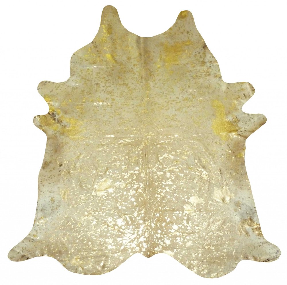 5' X 6' Gold Cowhide Handmade Area Rug