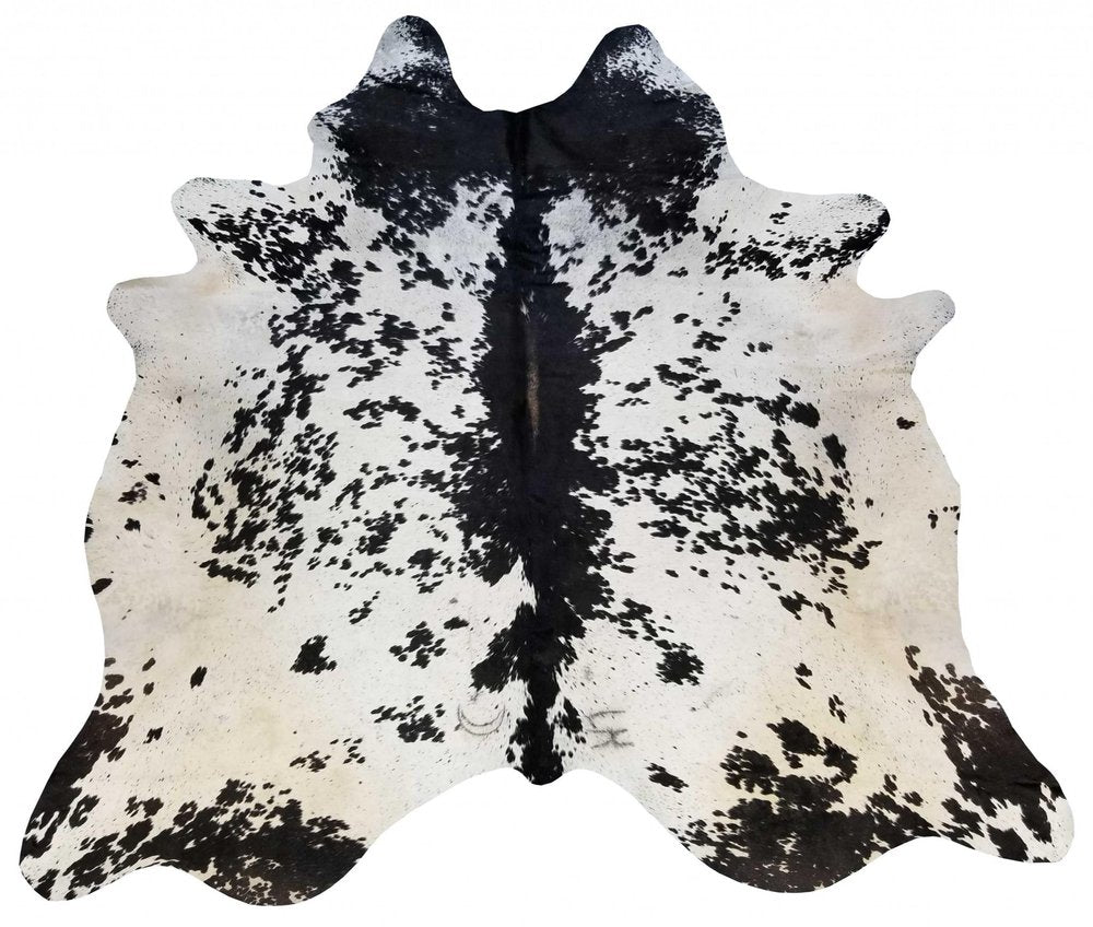 6' X 7' Black Cowhide Handmade Area Rug