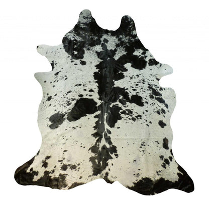 6' X 7' Black Cowhide Handmade Area Rug