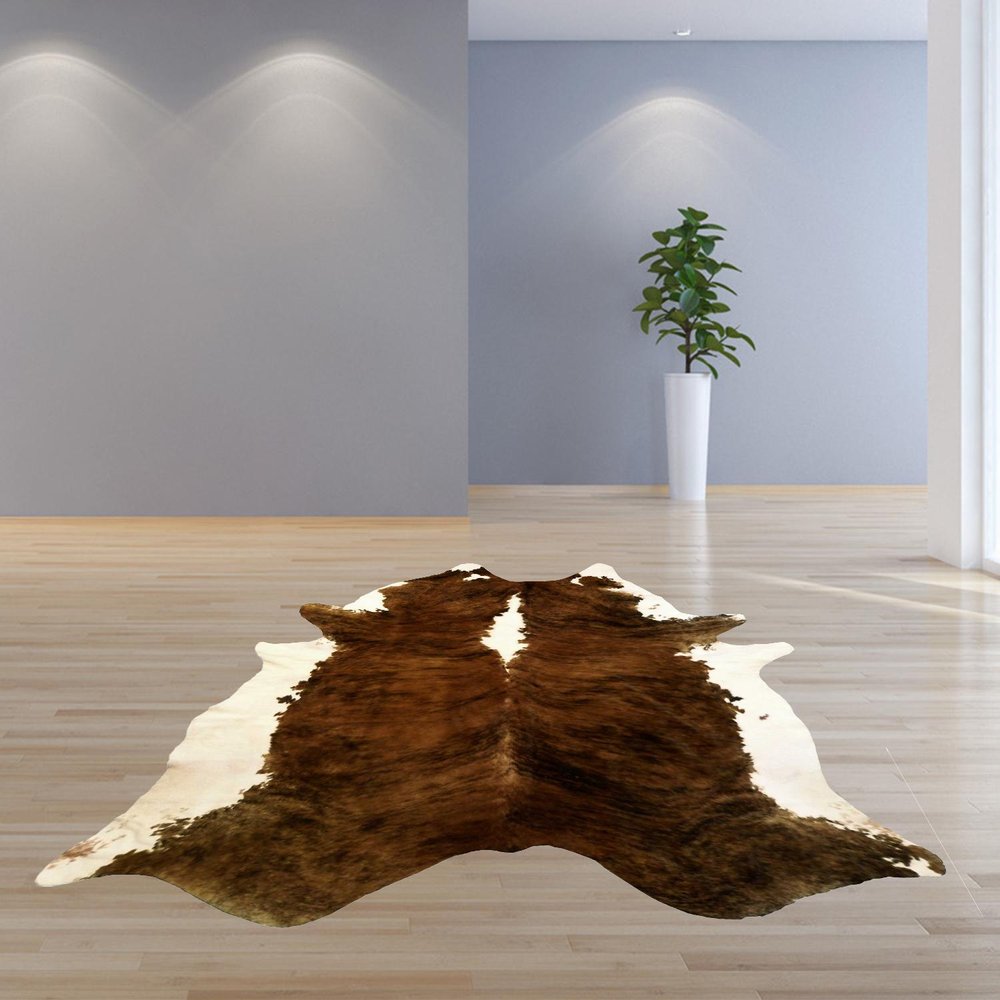 6' X 7' Black Cowhide Handmade Area Rug