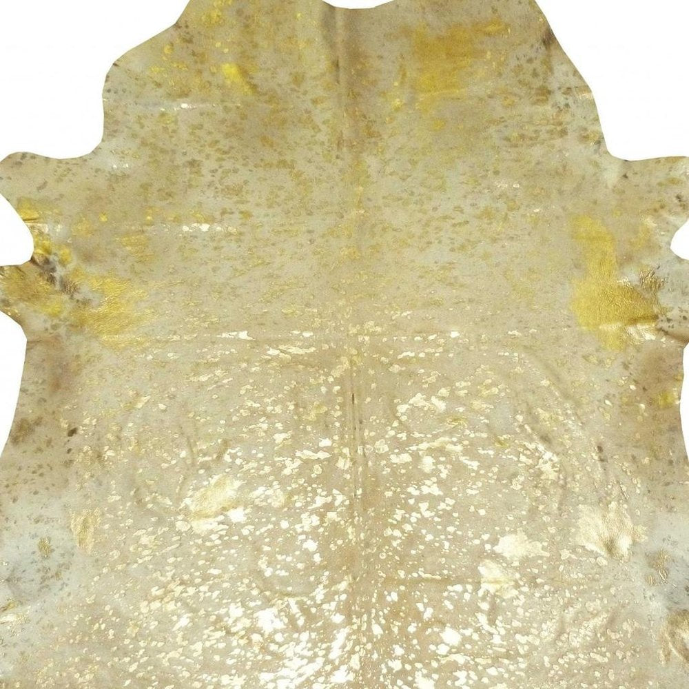 6' X 7' Champagne Cowhide Handmade Area Rug