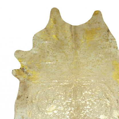 6' X 7' Champagne Cowhide Handmade Area Rug