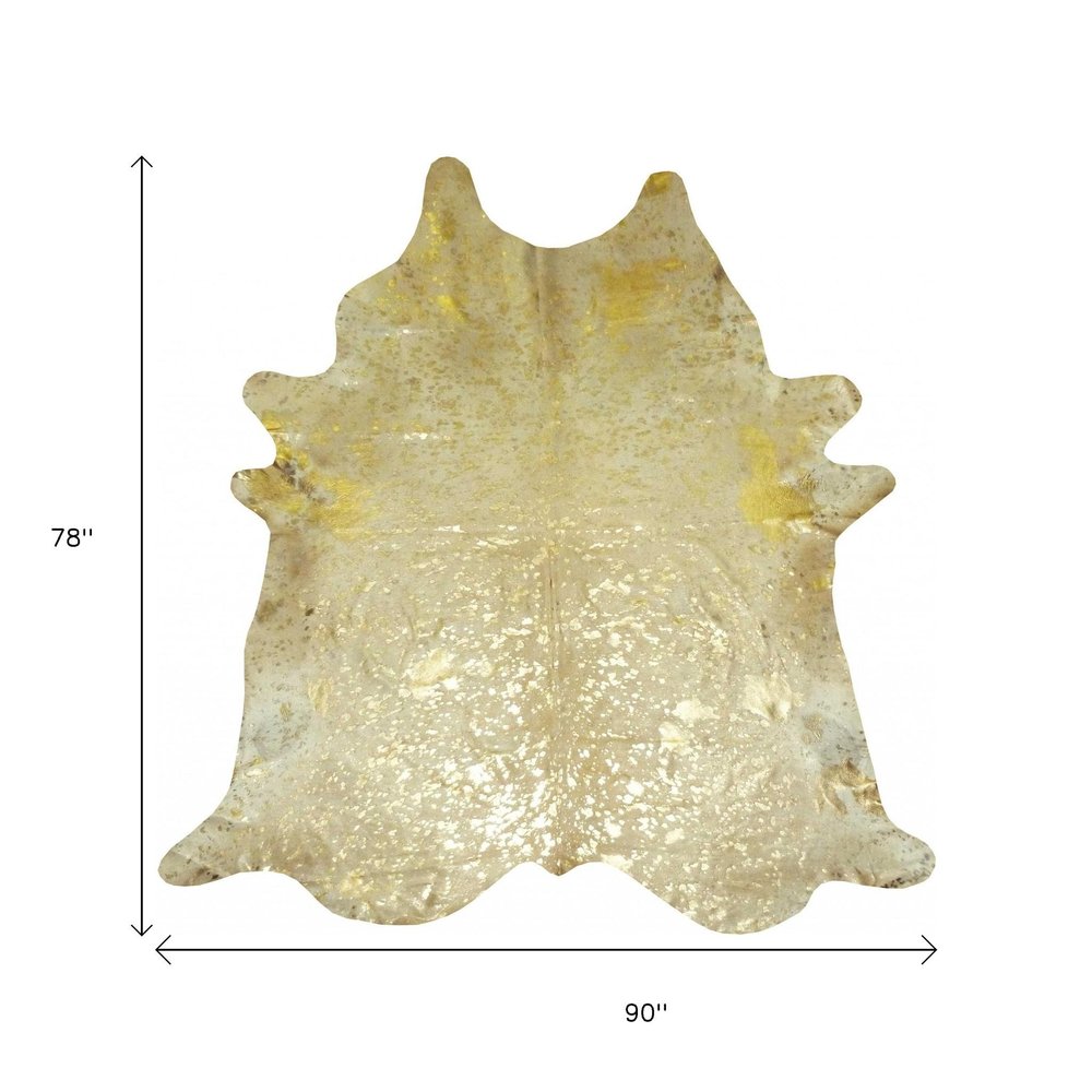 6' X 7' Champagne Cowhide Handmade Area Rug