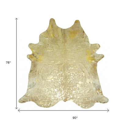 6' X 7' Champagne Cowhide Handmade Area Rug