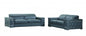 Two Piece Indoor Dark Gray Italian Leather Five Person Seating Set