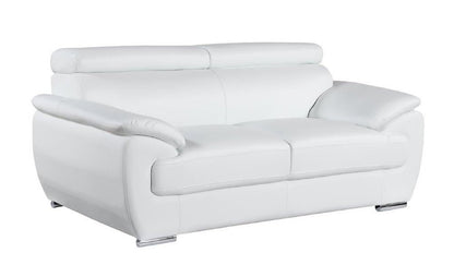 Two Piece Indoor White Genuine Leather Five Person Seating Set