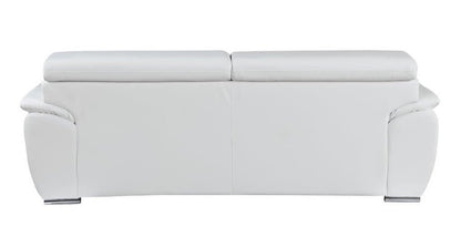 Two Piece Indoor White Genuine Leather Five Person Seating Set