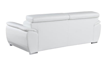 Two Piece Indoor White Genuine Leather Five Person Seating Set
