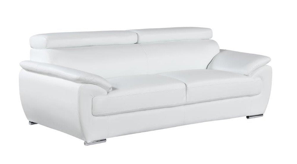 Two Piece Indoor White Genuine Leather Five Person Seating Set