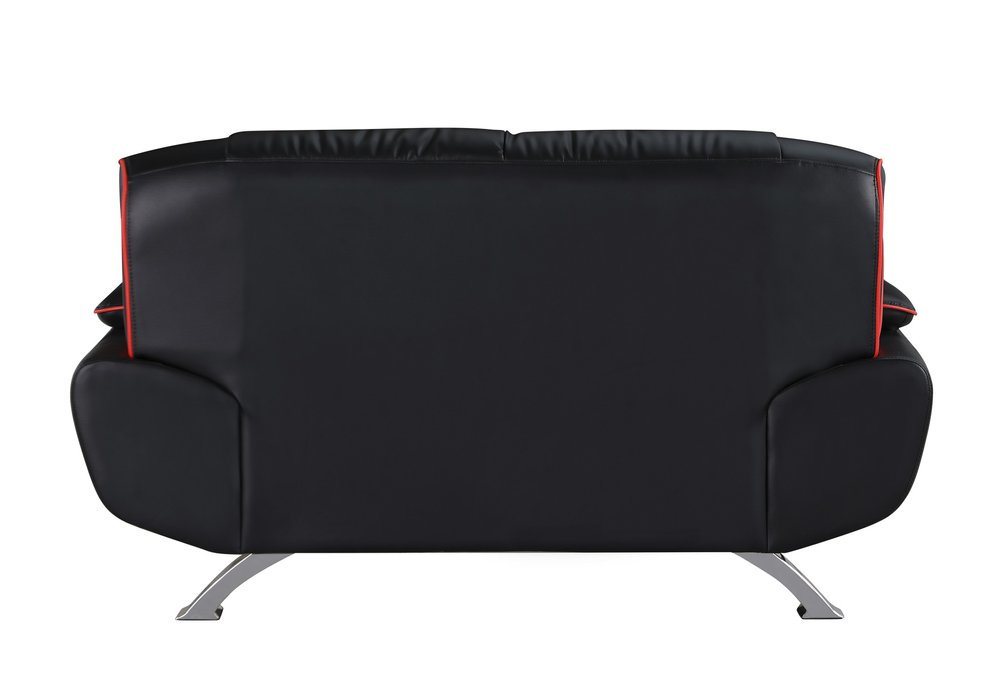 Two Piece Indoor Black Genuine Leather Five Person Seating Set