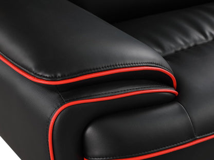 Two Piece Indoor Black Genuine Leather Five Person Seating Set