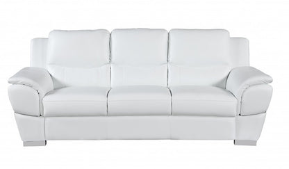 Two Piece Indoor White Genuine Leather Five Person Seating Set