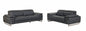 Two Piece Indoor Dark Gray Italian Leather Five Person Seating Set