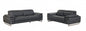 Two Piece Indoor Dark Gray Italian Leather Five Person Seating Set