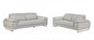 Two Piece Indoor Light Gray Italian Leather Five Person Seating Set