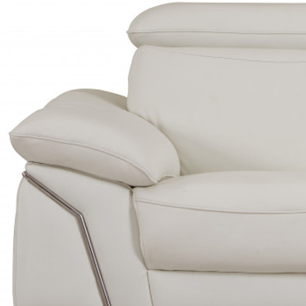 Two Piece Indoor White Italian Leather Five Person Seating Set