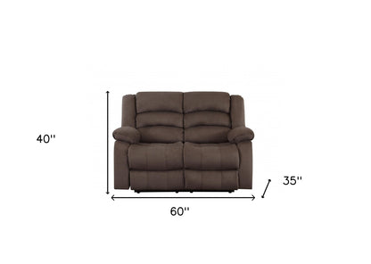 Two Piece Indoor Brown Microsuede Five Person Seating Set