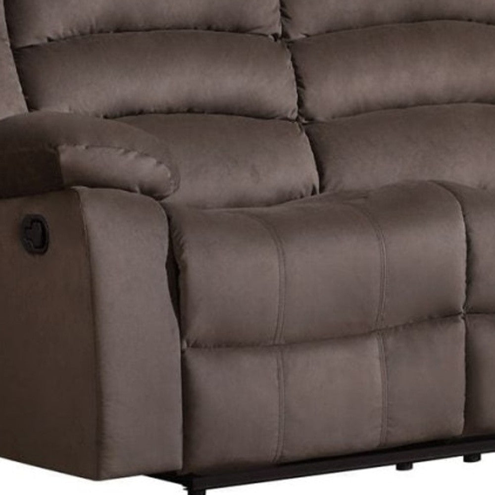 Two Piece Indoor Brown Microsuede Five Person Seating Set