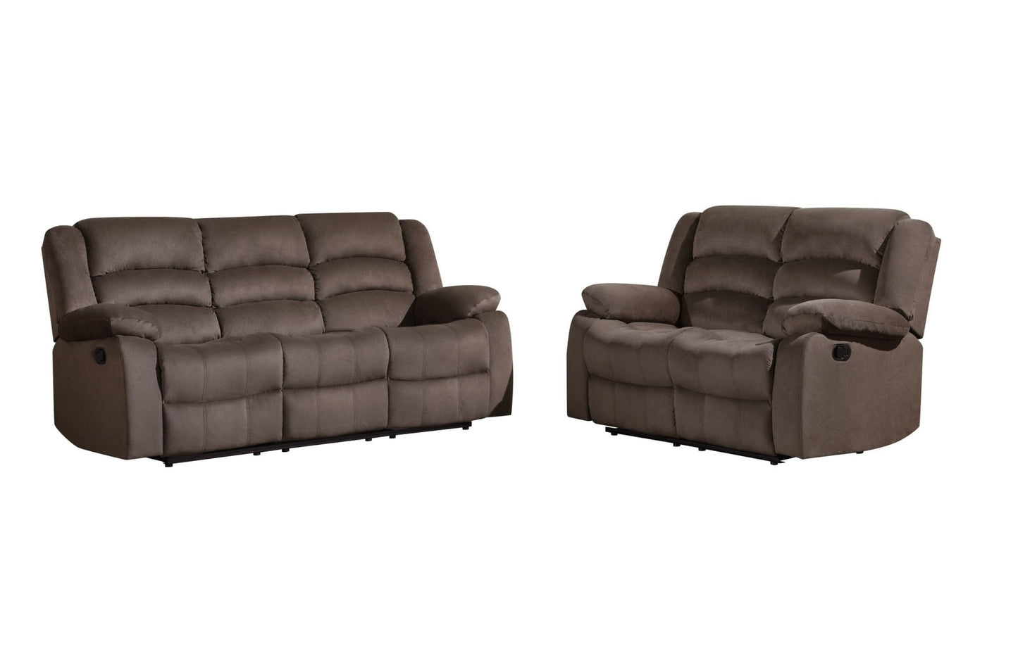 Two Piece Indoor Brown Microsuede Five Person Seating Set