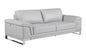 Two Piece Indoor Light Gray Italian Leather Five Person Seating Set