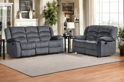 Two Piece Indoor Gray Microsuede Five Person Seating Set