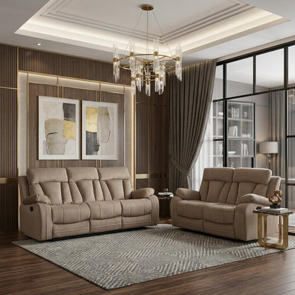 Two Piece Indoor Beige Microsuede Five Person Seating Set