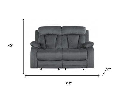 Two Piece Indoor Gray Microsuede Five Person Seating Set