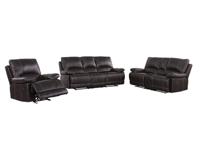 Three Piece Indoor Brown Faux Leather Five Person Seating Set