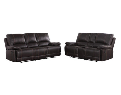 Two Piece Indoor Brown Faux Leather Five Person Seating Set