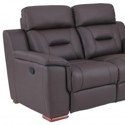 67" Brown Faux Leather Manual Reclining Loveseat