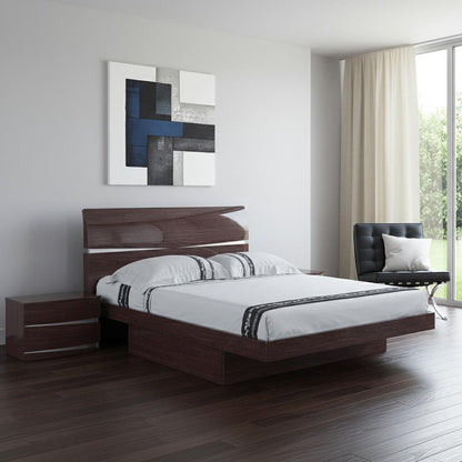Solid Wood King Wood Brown Bed