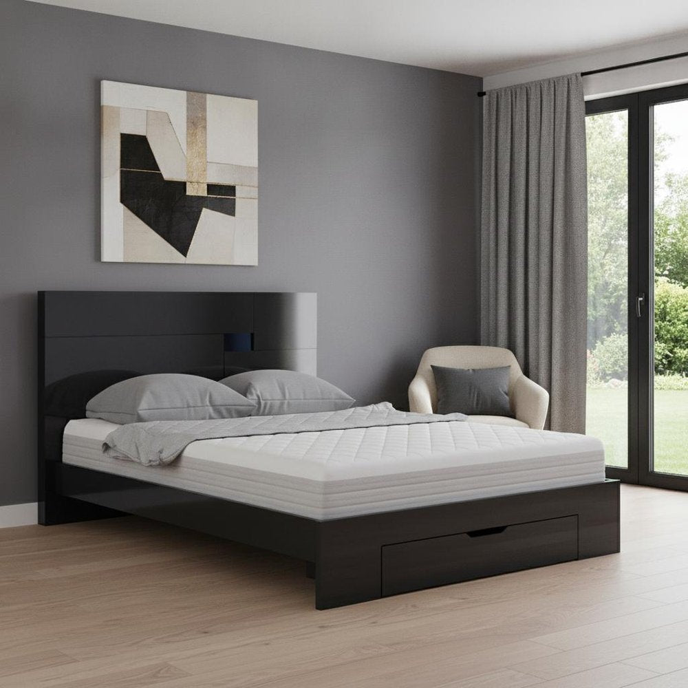 Black Solid Wood King Bed Frame