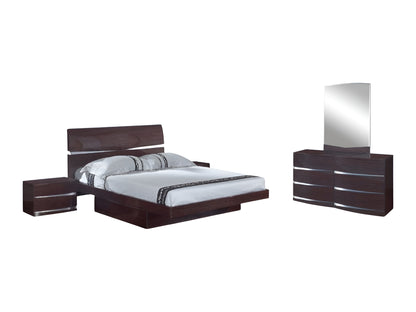 Four Piece Wood Brown Solid Wood Bedroom Set With Mirror