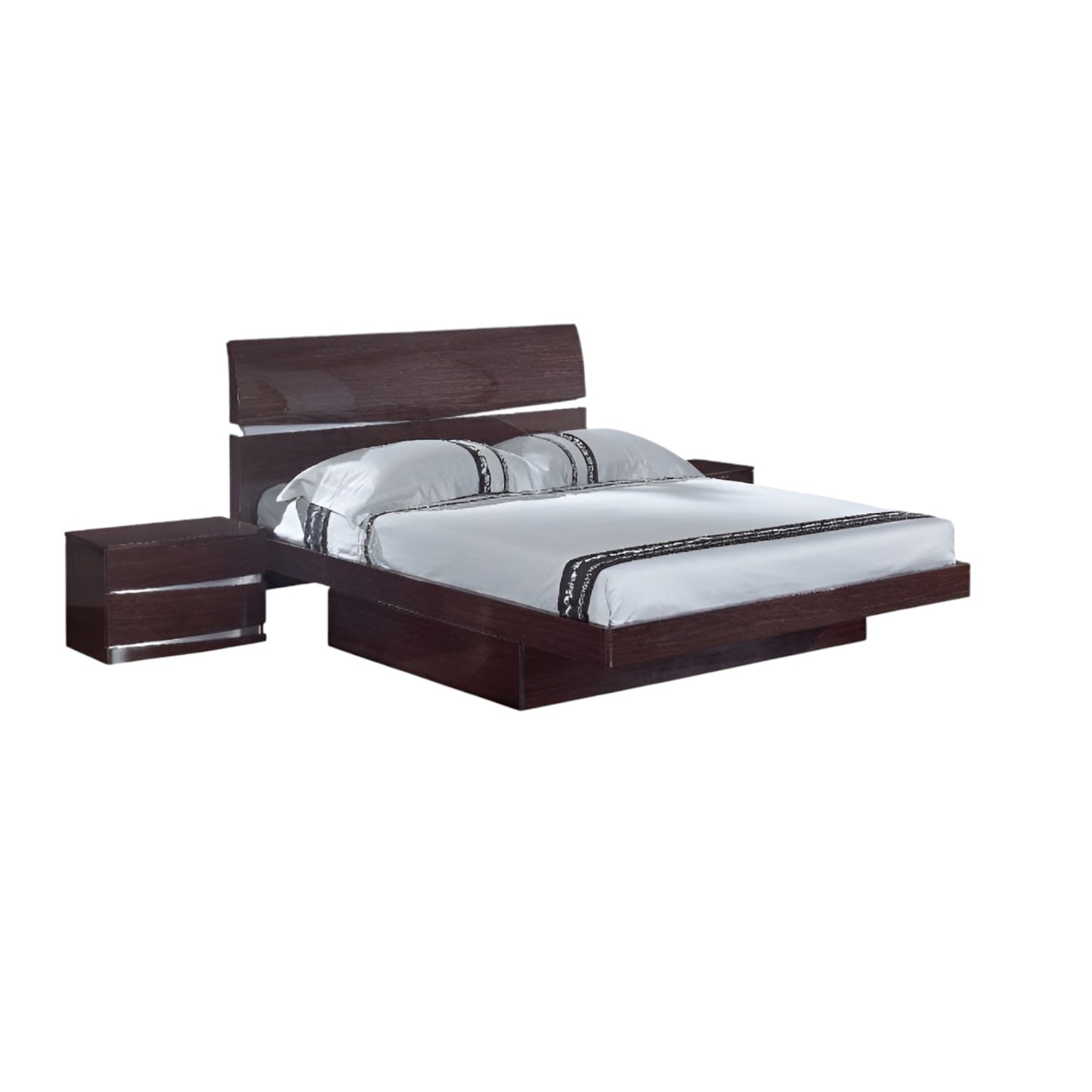 Four Piece Wood Brown Solid Wood Bedroom Set With Mirror