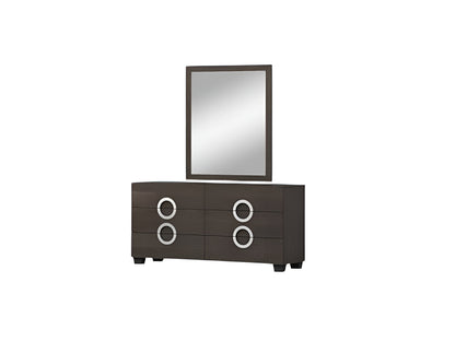 Four Piece Gray Solid Wood Bedroom Set With Mirror