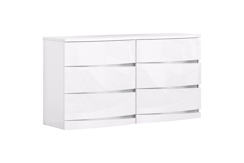 Four Piece White Solid and Manufactured Wood Bedroom Set With Mirror
