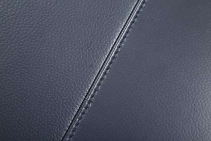 Navy Blue Italian Leather L Shaped Two Piece Sofa and Chaise Sectional