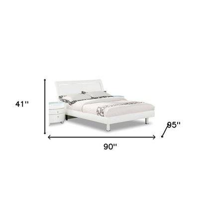 White Wood Lighted California King Bed Frame