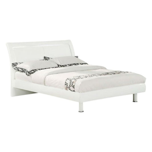 White Wood Lighted California King Bed Frame