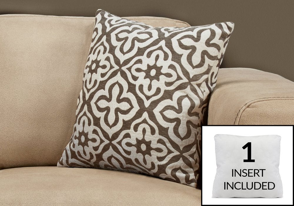 18" X 18" Taupe Polyester Geometric Zippered Pillow