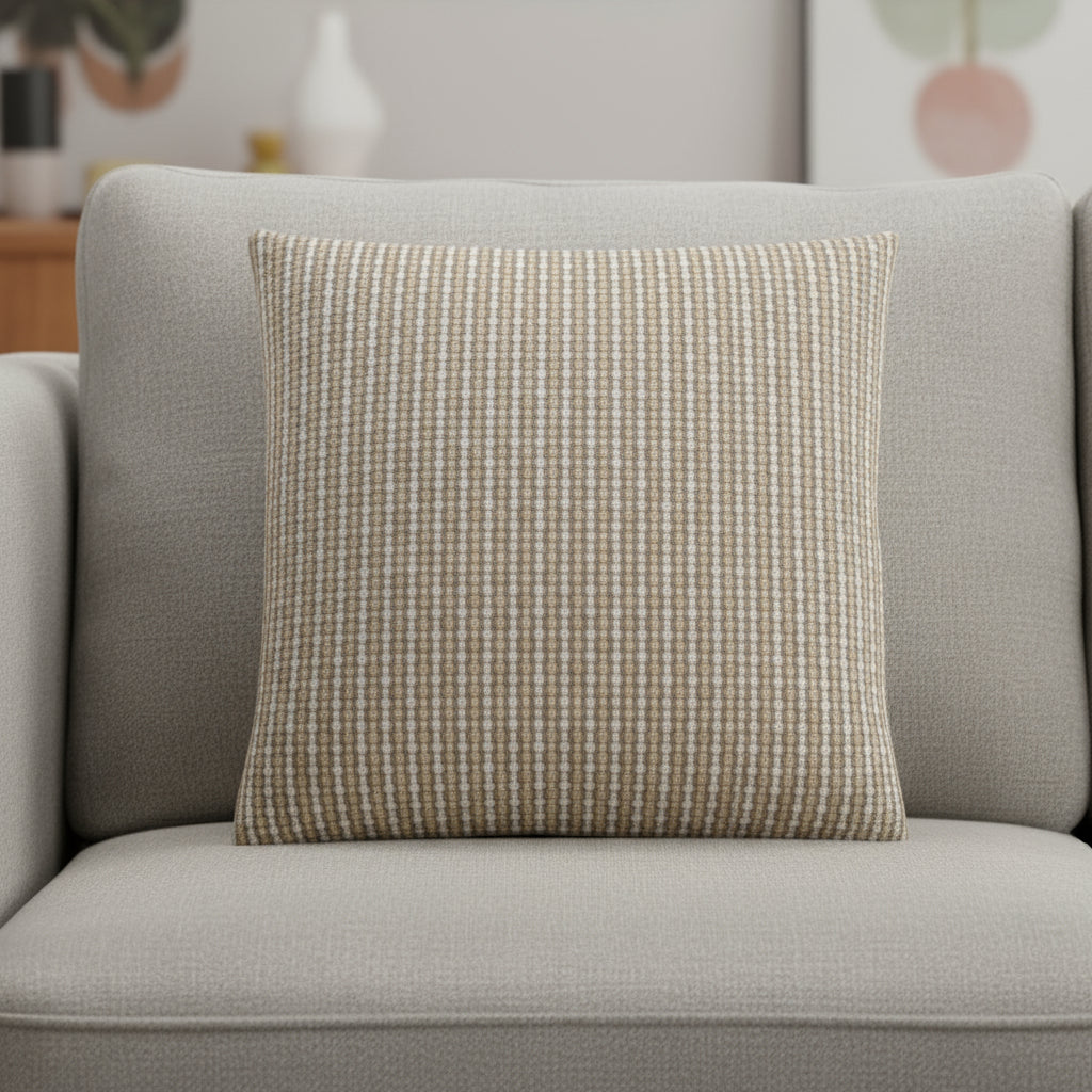 18" X 18" Taupe Polyester Striped Zippered Pillow