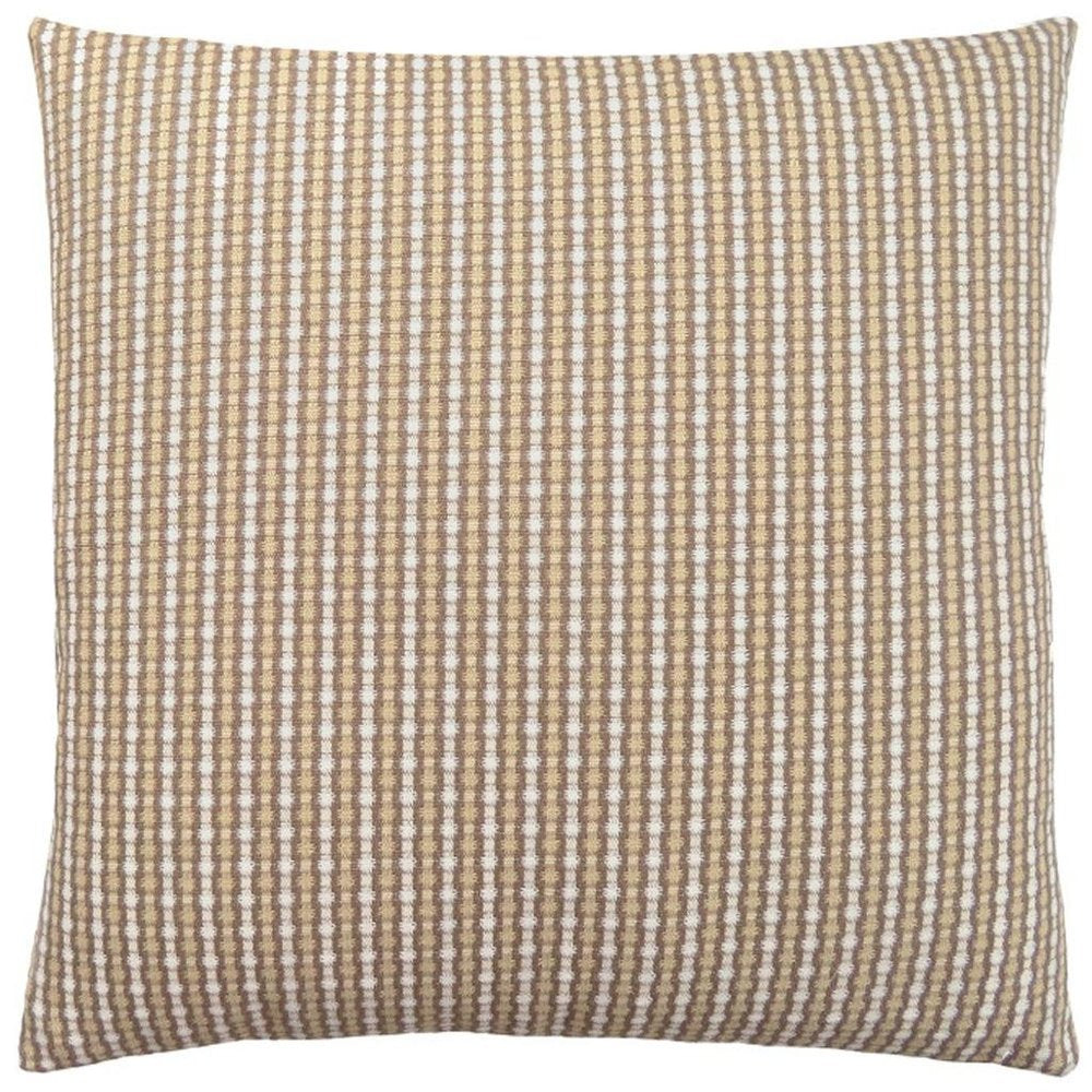 18" X 18" Taupe Polyester Striped Zippered Pillow