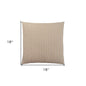 18" X 18" Taupe Polyester Striped Zippered Pillow