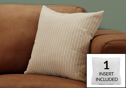 18" X 18" Taupe Polyester Striped Zippered Pillow