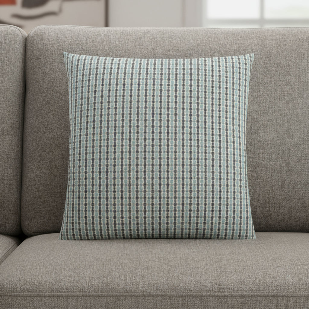 18" X 18" Taupe Polyester Striped Zippered Pillow