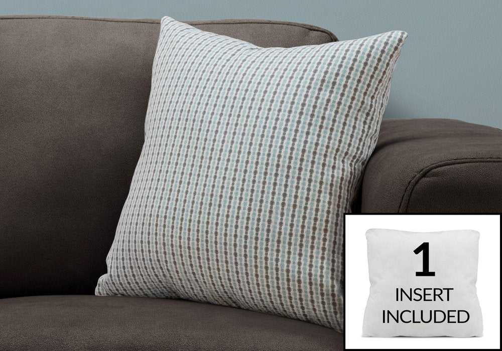 18" X 18" Taupe Polyester Striped Zippered Pillow