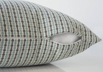 18" X 18" Taupe Polyester Striped Zippered Pillow