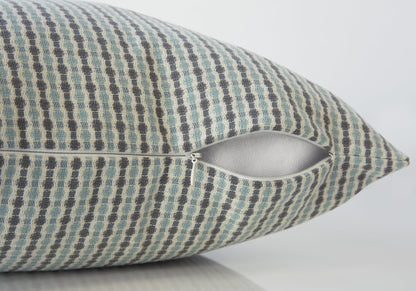 18" X 18" Taupe Polyester Striped Zippered Pillow