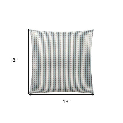 18" X 18" Taupe Polyester Striped Zippered Pillow